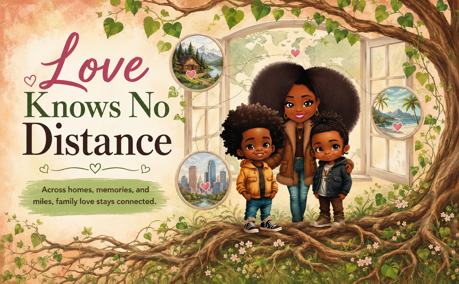 Our Family Tree love knows no distance children’s book artwork