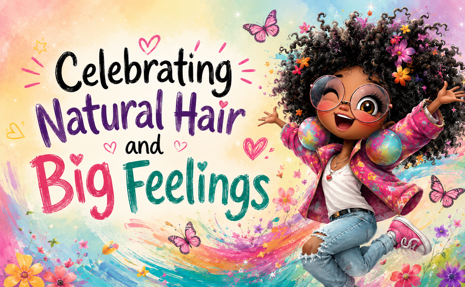 Curls, Coils, & All My Colors big feelings children’s book artwork
